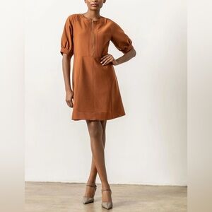 NWOT Lilla P Zip Front Flare Dress Women’s Small in Rust